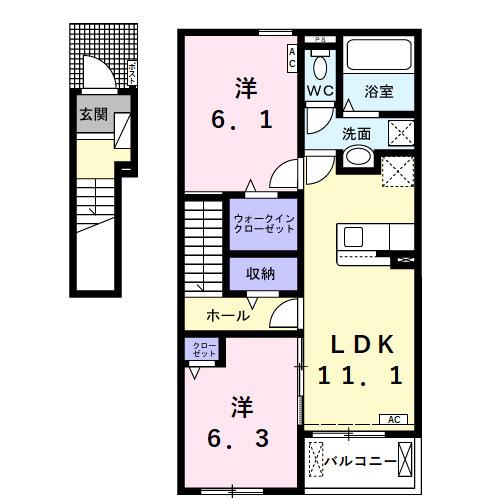 プリムローズ(2LDK/2階)の間取り写真