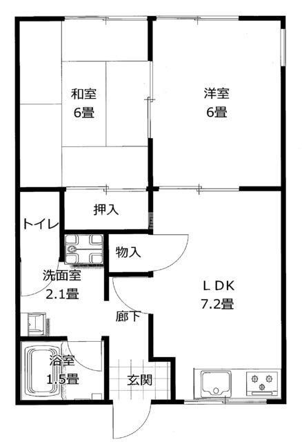 SSコーポ ルナ(2LDK/2階)の間取り写真