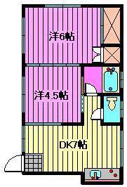 マンションしらかわ(2DK/2階)の間取り写真