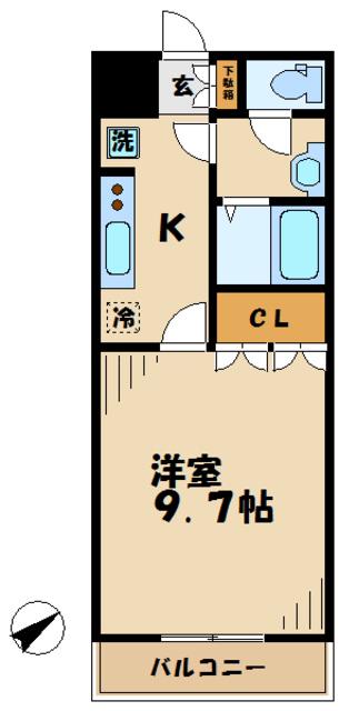 ハイツ・コスモス(1K/1階)の間取り写真