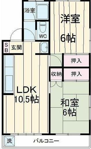 新栄コーポ(2LDK/4階)の間取り写真