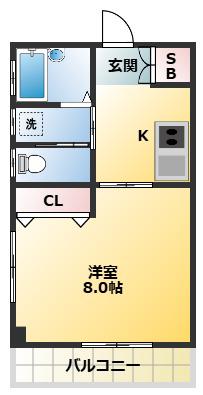 アーバンビル(1K/3階)の間取り写真