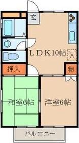 クレール新守A(2DK/2階)の間取り写真
