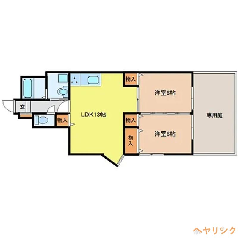 よもぎ台マンション(2LDK/1階)の間取り写真