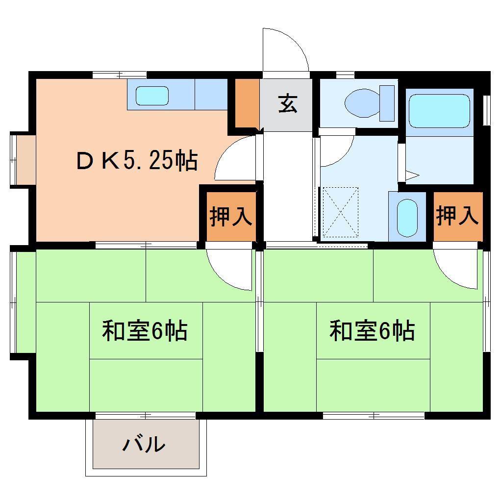 橘高アパート(2DK/2階)の間取り写真