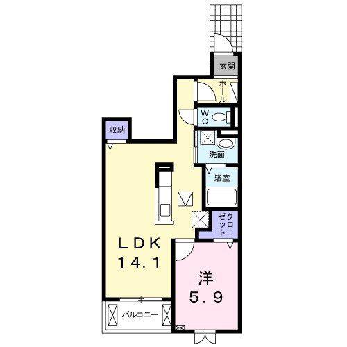 ＪＲ総武本線 四街道駅 徒歩22分 3階建 築9年(1LDK/1階)の間取り写真