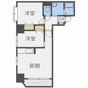 HF東札幌レジデンス(2LDK/3階)の間取り写真