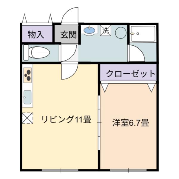 フィット豊栄(1LDK/2階)の間取り写真