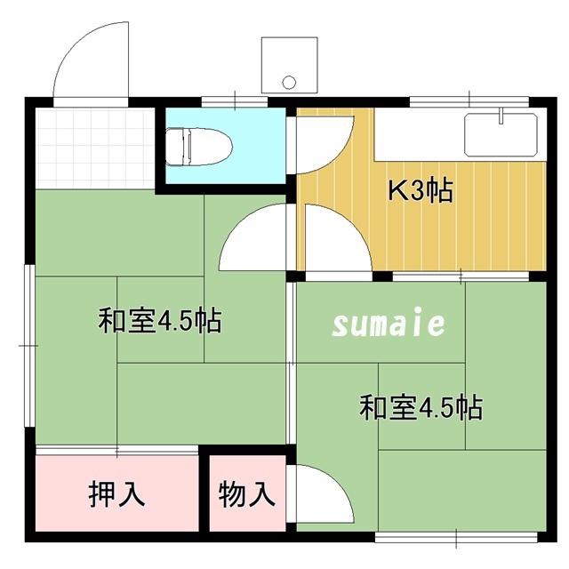 みどり荘(2K/1階)の間取り写真