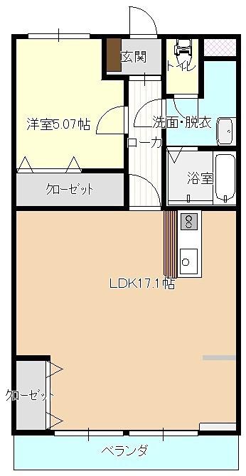 ロイヤルオークII(1LDK/3階)の間取り写真