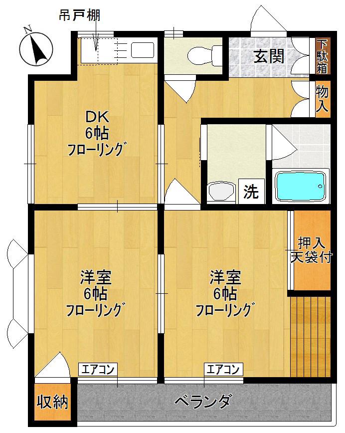 メゾン桃山(2DK/2階)の間取り写真