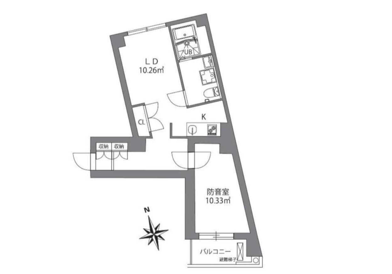 アズミュージック新宿御苑(1LDK/2階)の間取り写真