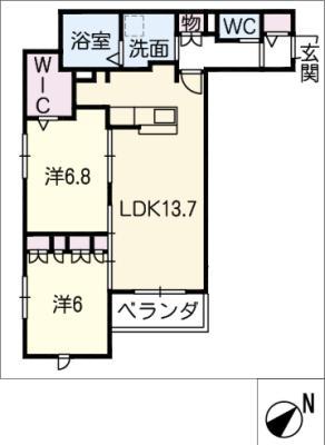 メゾン城前(2LDK/2階)の間取り写真