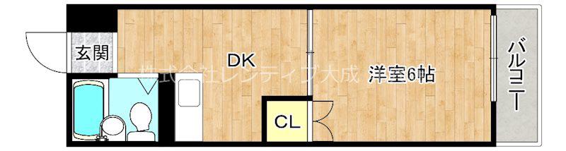 ICUBE玉造(1DK/3階)の間取り写真