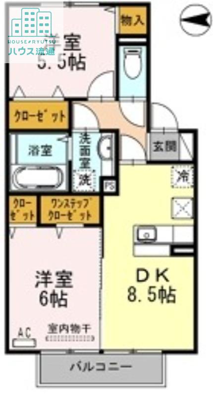 フルール ドロップ(2DK/1階)の間取り写真