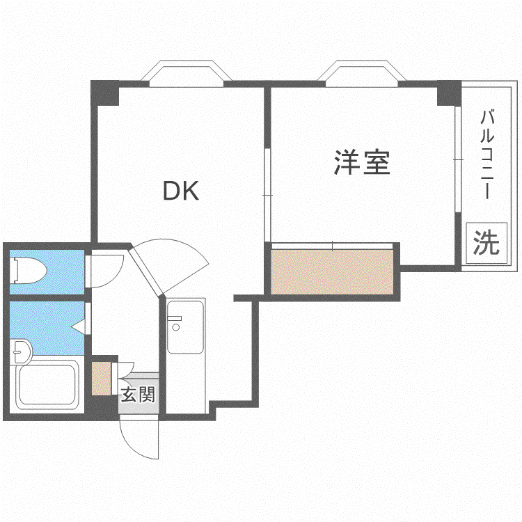 エリーナプラザ西新西(1DK/2階)の間取り写真