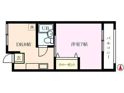 いそがひファーストビル(1K/2階)の間取り写真