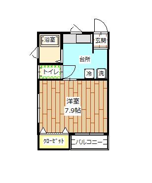 MSパレス(1K/1階)の間取り写真