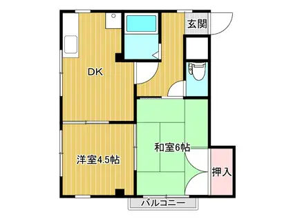 ハイツプランタン(2DK/3階)の間取り写真