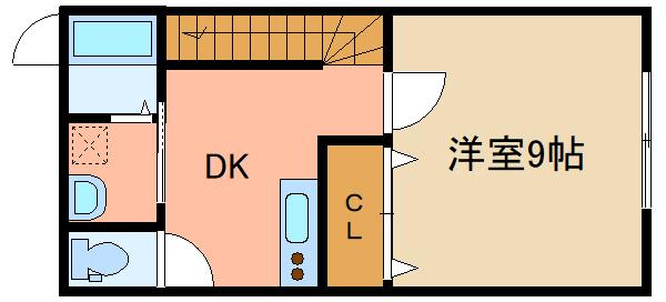 ウエストヒル(1DK/2階)の間取り写真