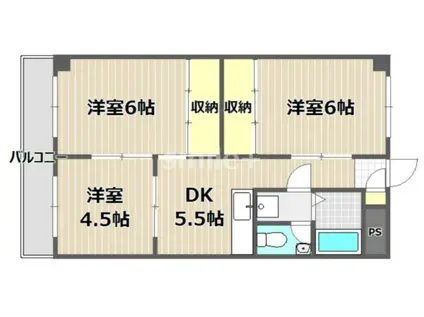 サンライフ大元(3DK/4階)の間取り写真