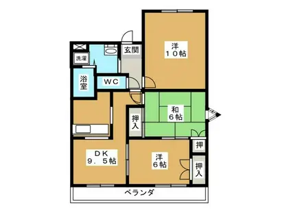 リバティーコート(3DK/3階)の間取り写真
