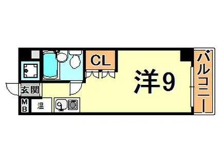 ボーン出屋敷(1K/5階)の間取り写真