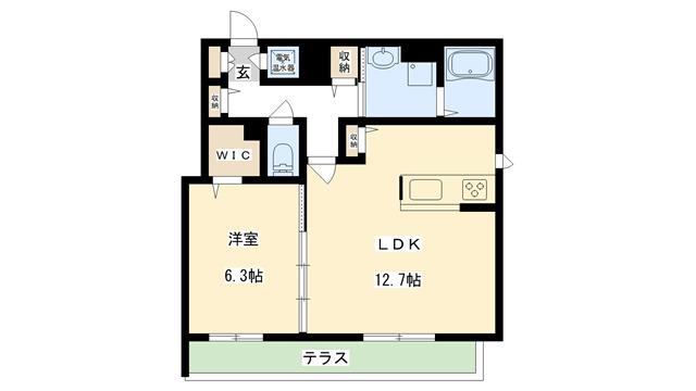 シャーメゾン ブランノワール(1LDK/1階)の間取り写真