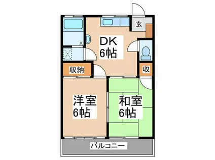 コーポ倉本A(2DK/2階)の間取り写真