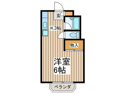 エスポアール武蔵野(1K/2階)の間取り写真