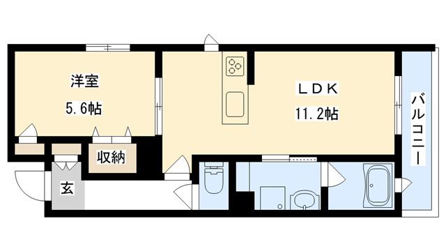 シャーメゾン パークイースト(1LDK/2階)の間取り写真