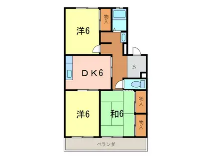 パークハイツ東刈谷(3DK/3階)の間取り写真