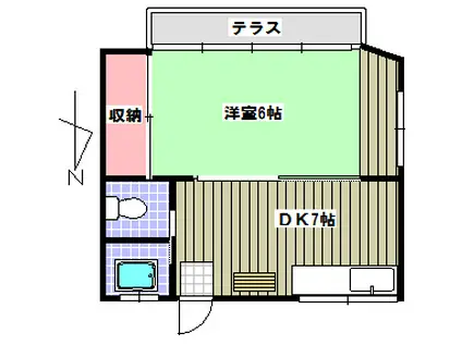 阿部荘(1DK/1階)の間取り写真