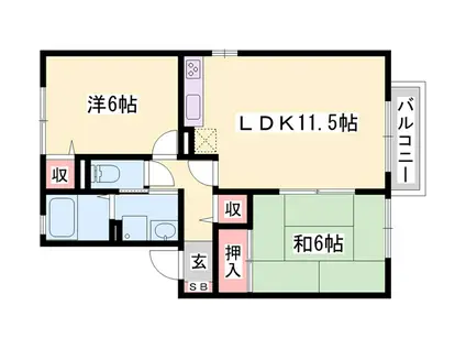 サンハイツ和田(2LDK/1階)の間取り写真