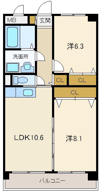 グランドステージ前小路(2LDK/3階)の間取り写真
