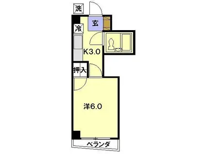 マリンハイツ(1K/2階)の間取り写真