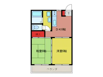 新成マンション(2DK/1階)の間取り写真