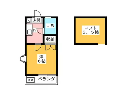 湘南台ドミール21A(1K/1階)の間取り写真