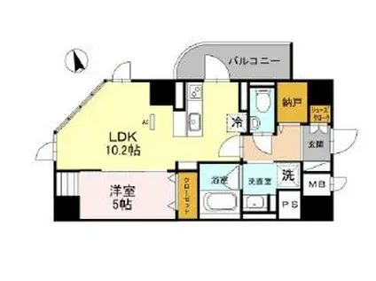 プレミアム菱屋西(1LDK/5階)の間取り写真