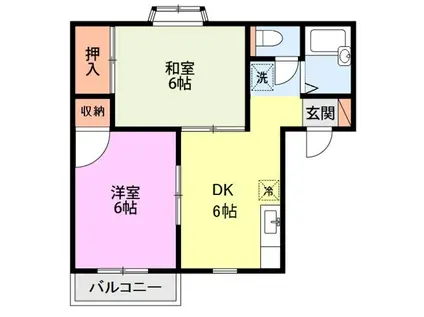 メンバーズタウン ラシュレ(2DK/1階)の間取り写真