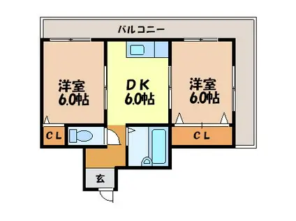 メーテル・カネガエ(2DK/2階)の間取り写真