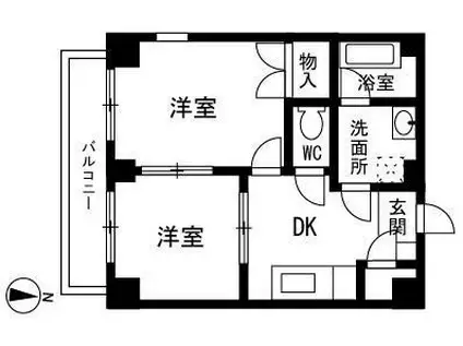 ビバリーハウス南福岡6A(2DK/1階)の間取り写真