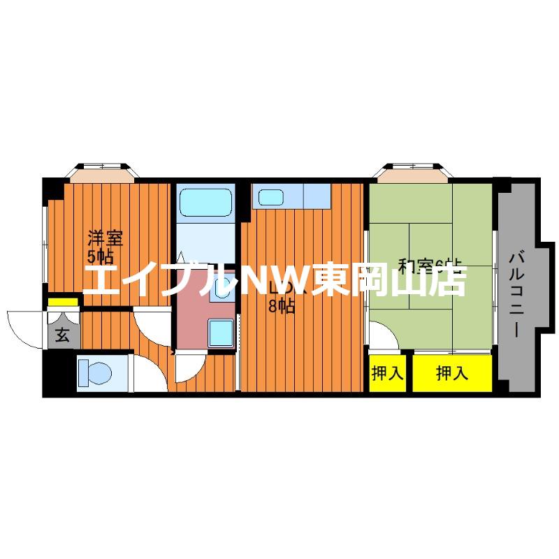 赤田ハイツ(2LDK/1階)の間取り写真