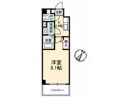 JRBハイツ湯田(1K/3階)の間取り写真