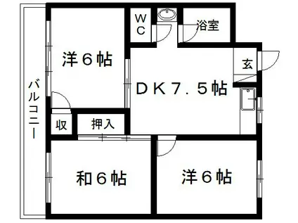 ビレッジ有玉(3DK/1階)の間取り写真