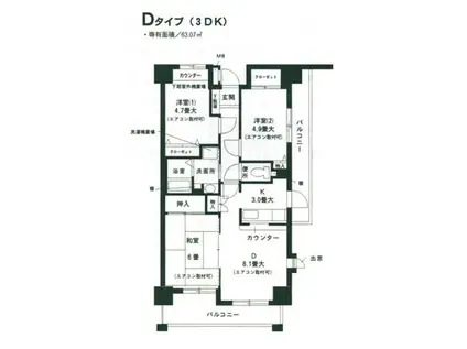 カームコート八景島(3DK/6階)の間取り写真