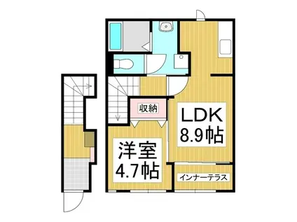 EXCEED南松本(1LDK/2階)の間取り写真