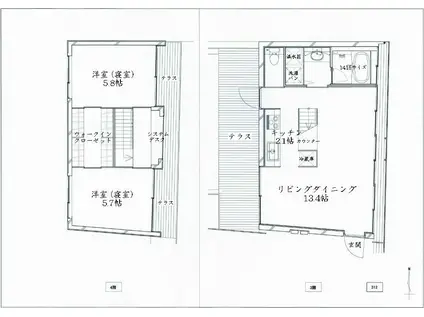 ステラ御幸町(2LDK/3階)の間取り写真