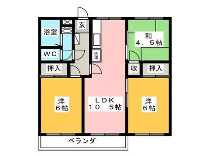 ニューライフマンション八王子(3LDK/4階)の間取り写真
