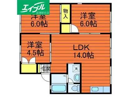 セジュール貝吹B棟(3LDK/2階)の間取り写真